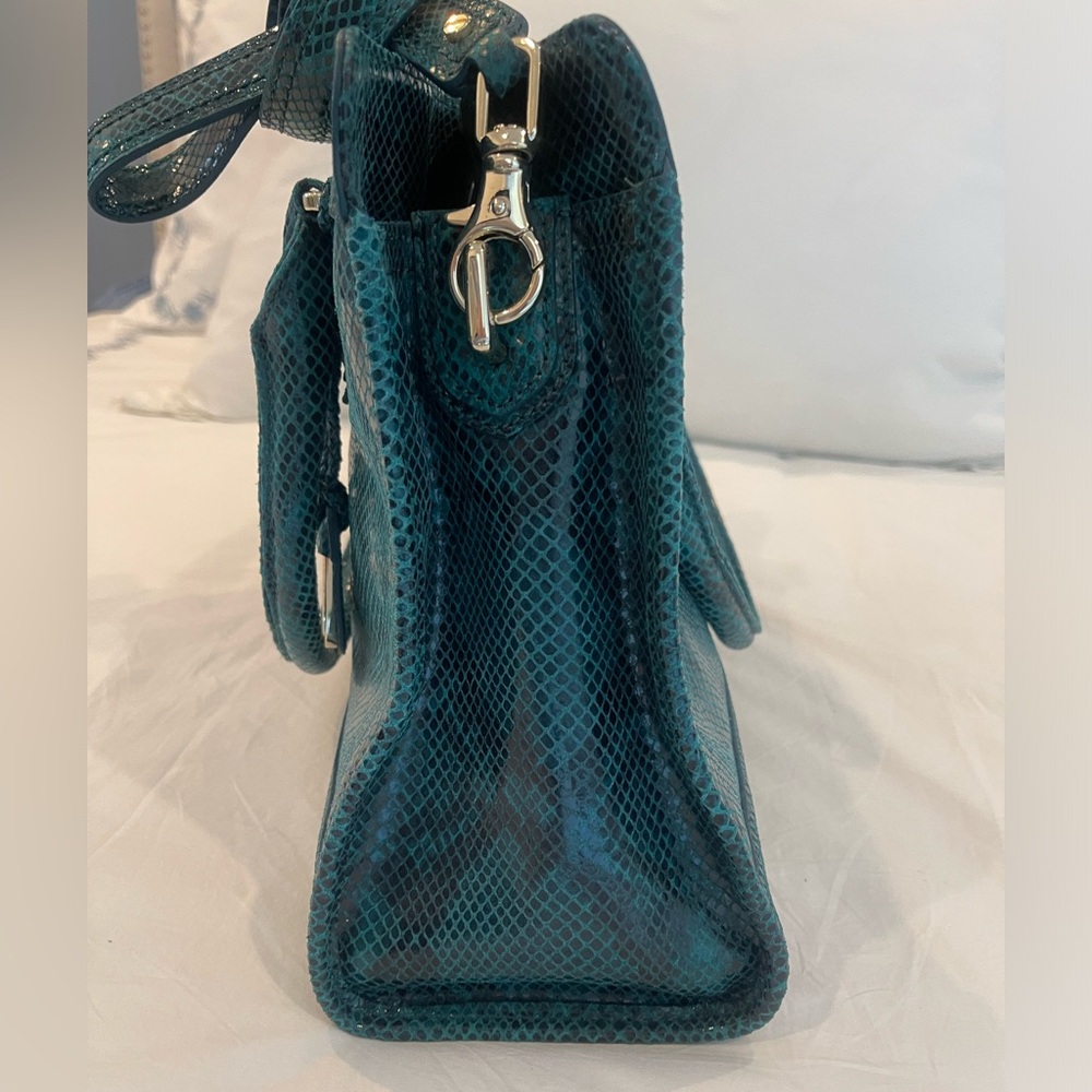 Cole Haan Kendra Tote Vintage Valise II Teal Snake Print - Picture 6 of 8